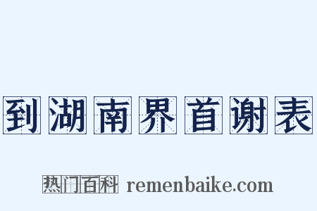 到湖南界首谢表是什么意思的图片